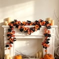 thumbnail image 2 of Tumdkd Pumpkin Maple Leaf Garland, Black Orange Artificial Fall Vine for Mantel, Stair Railing, Doorway and Table Decor, 2 of 6