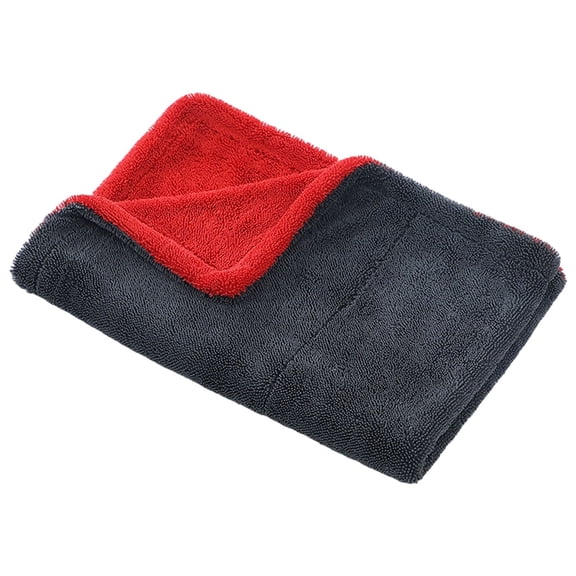 1 Pack Car Drying Towel, Premium Microfiber Towels for Cars, 1000GSM, Edgeless Twisted Loop Design, No Streaks, Scratches, or Water Spot, Absorbent Wash Towel, 18" x 24" (Red&Grey) Red