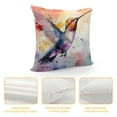 thumbnail image 4 of Creowell Hummingbird Watercolor Painting Square Pillows Cover Case for Cushions Sofa Bed Outdoor Decoration, Zipper Closure, Throw Pillow Cover 1PC 20x20in, 4 of 5