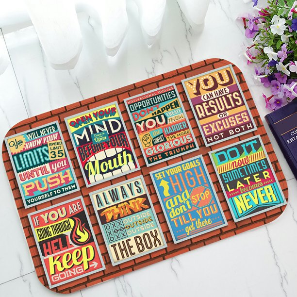 ECZJNT Motivational Quotes Calligraphic Typographic Elements Doormat
