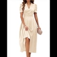 thumbnail image 2 of Vestido de Verano Elegante, Moderno e Informal con Escote en V y Corta para Mujer, Ideal para Vacaciones y Cócteles. Color Albaricoque S, 2 of 8