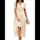 thumbnail image 2 of Vestido de Verano Elegante, Moderno e Informal con Escote en V y Corta para Mujer, Ideal para Vacaciones y Cócteles. Color Albaricoque S, 2 of 8