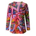 thumbnail image 4 of USSUMA Blouses for Women Casual Fall, Women Junior Pullover Top Long-Sleeves V Neck Soft Autumn Plus Size Tee Shirt Loose Tunic Blouse and Tops Colorful Leopard Printed Tunics, 4 of 4