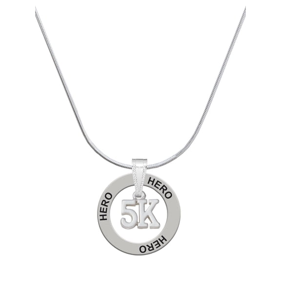 Delight Jewelry Silvertone 5K Hero Ring Charm Necklace, 18"