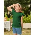 thumbnail image 3 of Arshiner Cute Shirts for Girls Girls Summer Tops Short Sleeve Ruched Knot Side Casual Loose Spring and Summer Tops Tee Blouse Green 9-10 Years, 3 of 7