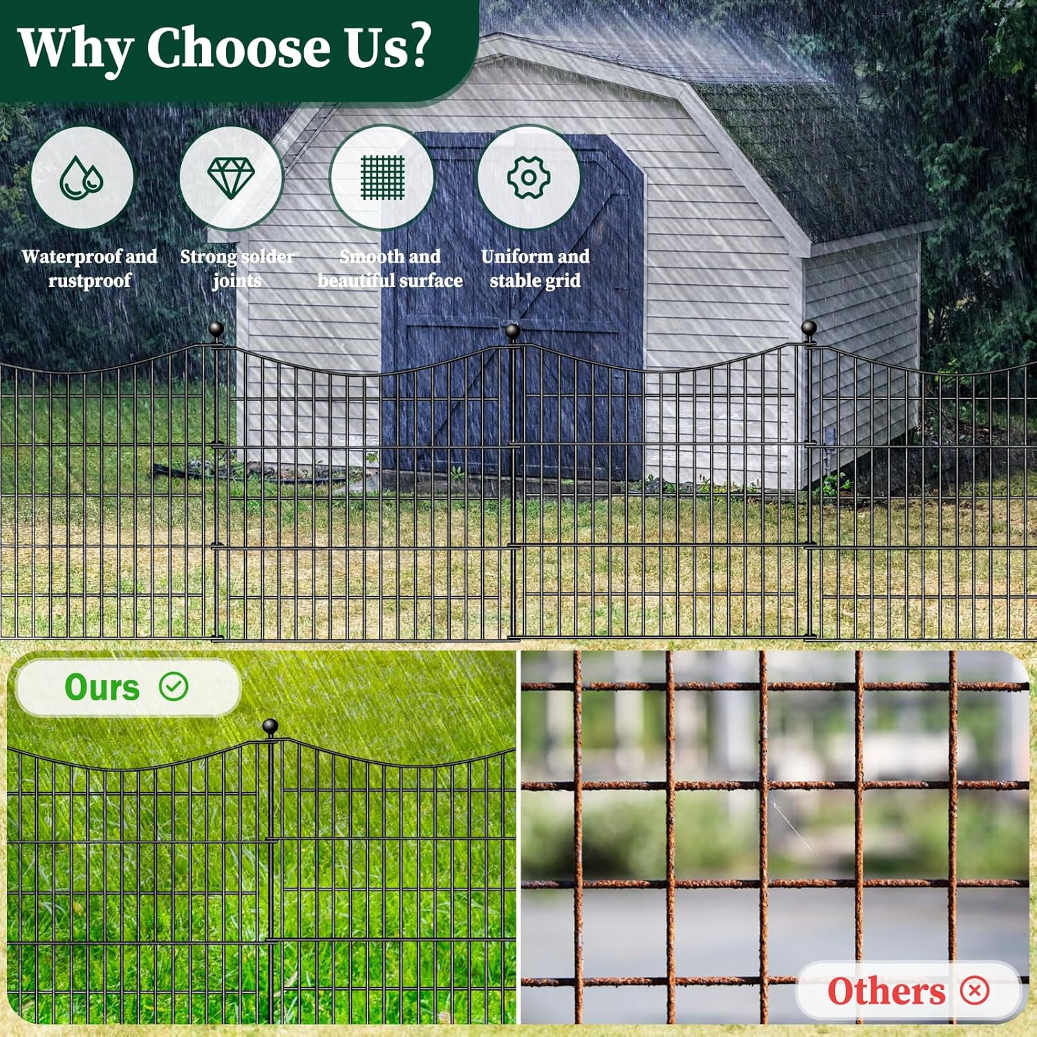 5 Panels Decorative Garden Fence with Gate, 32 in(H) X 12 ft(L) No  Dog Fence Animal Barrier Outdoor for Yard
