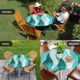 thumbnail image 4 of Turquoise Stripes Round Tablecloth for 36-44 Inch Tables,Fitted Table Cover with Elastic Edge,Vintage Farmhouse Ripple Texture Art Waterproof Outdoor Table Cloth Protector for Patio Garden Dinner, 4 of 9