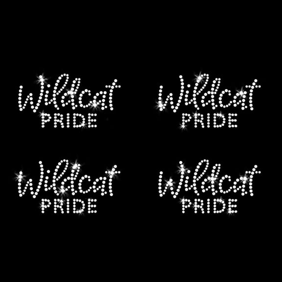 Set of 4 XS Wildcat Pride Mask Size Iron-on Clear Rhinestone Transfers by JCS Rhinestones