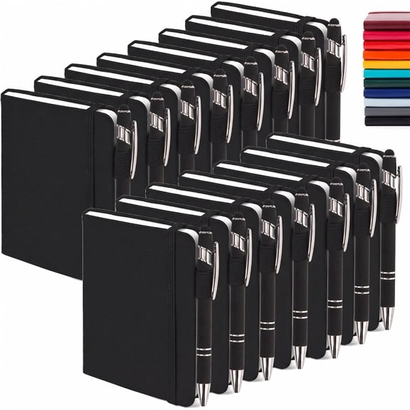 15 Pack Pocket Notebooks Hardcover Lined Journals with Pens 3.5 x 5.5 in for School Business