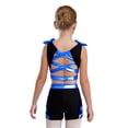 thumbnail image 2 of Moggemol Kids Girls Rhinestone Print Crop Tank Tops and Stretchy Shorts Set for Training Performance Blue 8, 2 of 5
