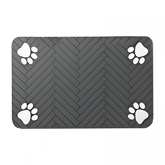 ACDANC Pet Feeding Mat-Absorbent Pet Placemat for Food and Water Bowl, with Waterproof Rubber Backing, Quick Dry Water Dispenser Mat for Dog and Cat (12"X20", Striped Dark Gray)