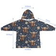 thumbnail image 7 of Blue Highland Cow Flower Pattern Blanket Hoodies for Kids 6-13YR Oversize Wearable Blanket Hoodies for Boys Girls Teens, 7 of 7