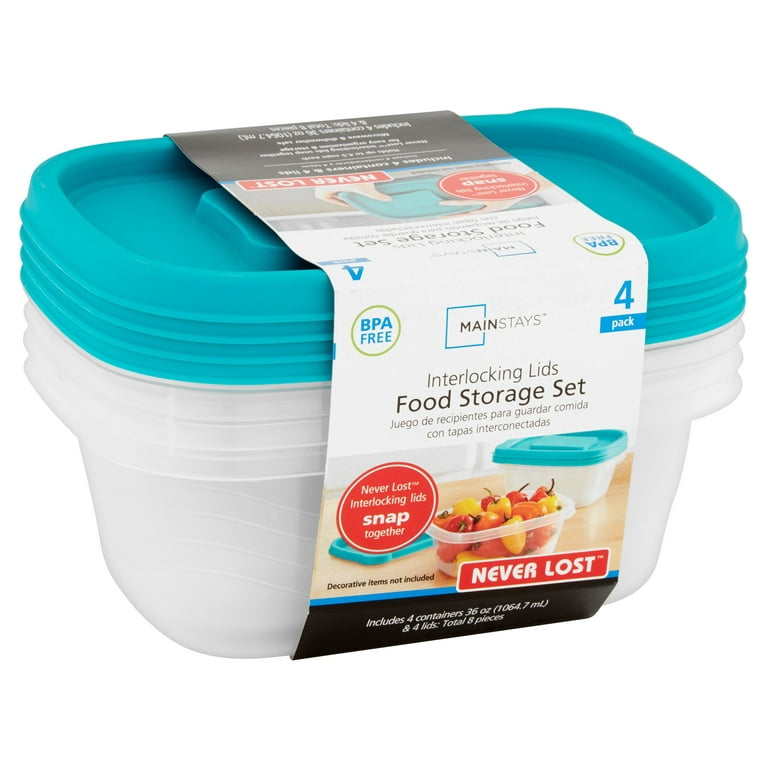 Mainstays 92 Piece Food Storage Variety Value Set, Blue Lids 