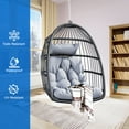 thumbnail image 4 of Dextrus Hanging Egg Chair Swing Chair Outdoor Patio Wicker Chair Swing Hammock Egg Chairs with Cushion 330lbs for Patio, Bedroom, Garden and Balcony, Dark Gray(Stand not Included), 4 of 5