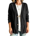 thumbnail image 6 of Dwellite Cotton Linen Cardigan for Women Lightweight V Neck Classic Button Front Breathable Stretch Relaxed Fit Casual Black L, 6 of 6