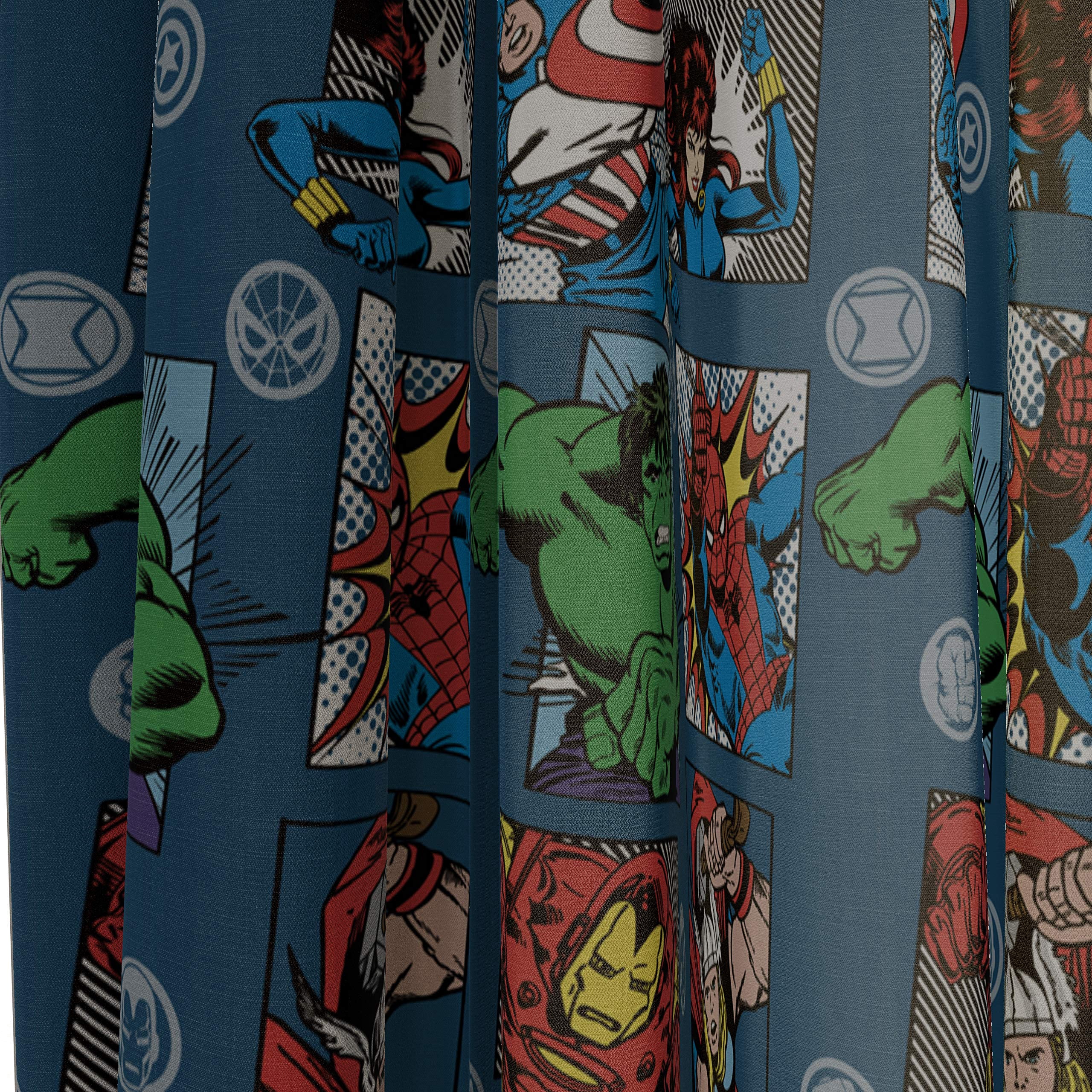 Marvel Avengers Fighting Team 84" Inches Drapes - Beautiful Room Decor & Easy Set Up, Bedding - Curtains Include 2 Tiebacks, 4 Pieces Set (Official Marvel Product)