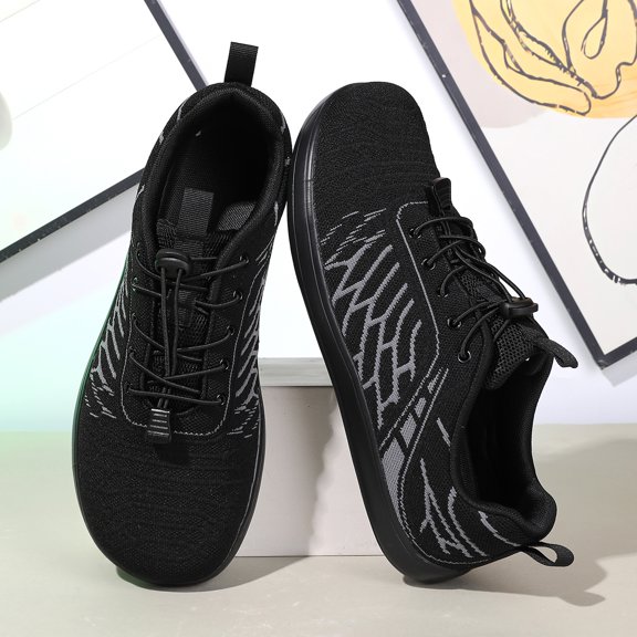 Men’s Wide Toe Box Running Sneakers Breathable Lightweight Walking Shoes with Cushioned Non Slip Sole Comfortable Lace Up Trainers for Gym Travel Daily Wear
