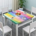 thumbnail image 3 of Colorful Watercolor Stripe Pattern Square Fitted Tablecloth with Elastic Edge,Square Table Cover,Washable Elastic Table Cover for Home Kitchen Party Decor 34"x34", 3 of 6