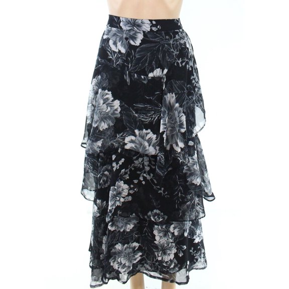 Womens Skirt Plus A-Line Ruffle Tiered Floral Print 20W