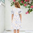 thumbnail image 5 of Grblisyd Girls Dress Cute Floral Print Ruffle Short Sleeve Crew Neck A Line Dresses Kids Summer Casual Soft Sundress, 5 of 5