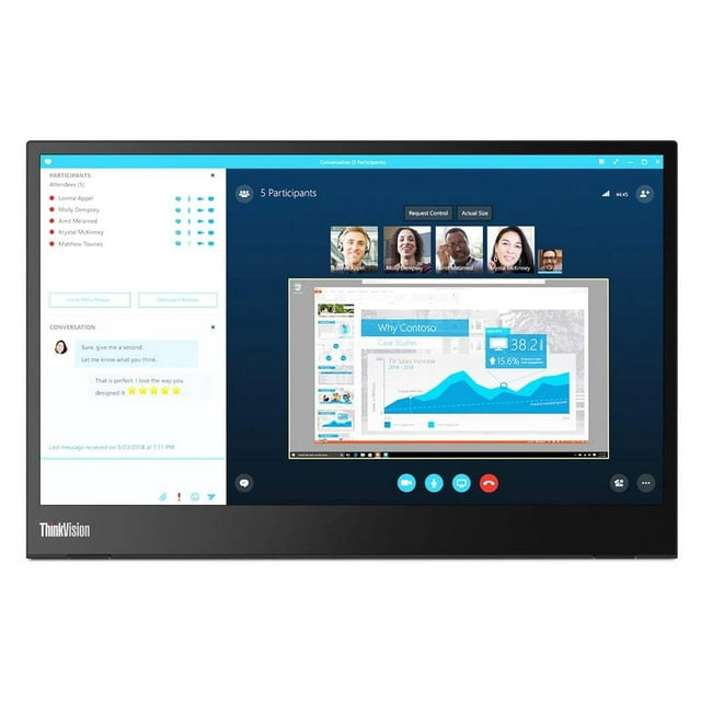 Monitor LED Lenovo ThinkVision M14 14 Pulgadas IPS Full HD USB Type-C Raven Black Portátil