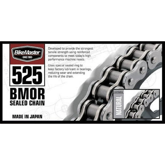 Bikemaster 525 Bmor Series O-Ring Chain 525X130, Black/Gold 525BMOR-130/BG