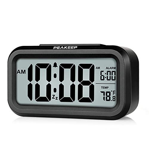 Peakeep Small Battery Operated Analog Travel Alarm Clock Silent No Ticking L... 