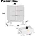thumbnail image 2 of 3 Drawer Dresser for Bedroom, Small Fluted Dresser Chest of Drawers, Mid Century Modern Nightstand with 3 Drawer, Farmhouse Wood End Table for Bedroom, Closet, Entryway, White, 2 of 12