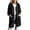 Black1, variant on Long Hooded Fleece Cardigan for Women Button Front Drawstring Hood Patch Pockets Oversized Outerwear Sky Blue Jackets for Women