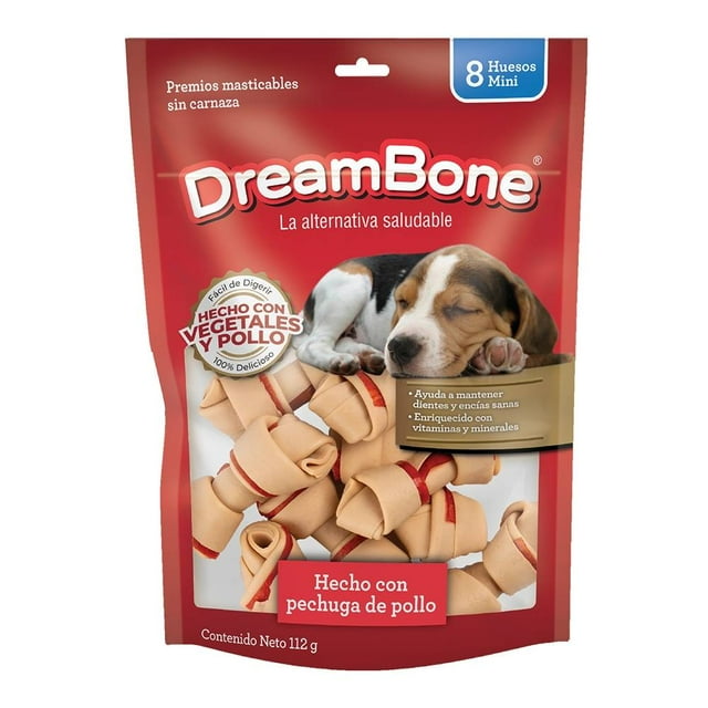 Premios para Perro DreamBone con Pollo y Vegetales Huesos Mini 8 pzas