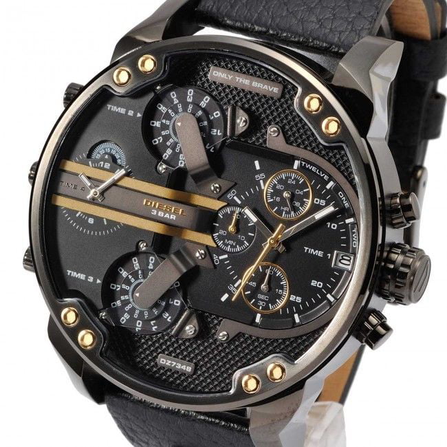 Diesel Men\'s Mr. Daddy 2.0 Chronograph Black Leather Watch DZ7348
