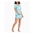 thumbnail image 1 of JENNI Intimates Turquoise Ribbed Short Sleeve Sleep Shirt Pajama Top XS, 1 of 2