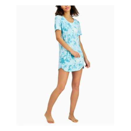 

JENNI Intimates Blue Ribbed Short Sleeve Sleep Shirt XL