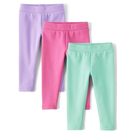 The Children's Place Toddler Girls Velboa Cozy Leggings, 3-Pack, Sizes 12M-5T