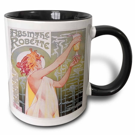 3dRose Vintage Absinthe robette French Wine Advertising Poster, Two Tone Black Mug, (Best French Wine Vintages)