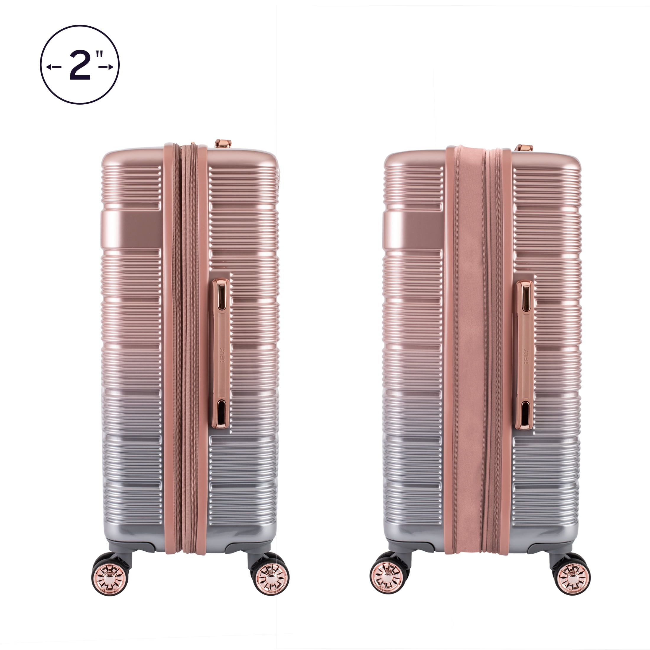 iFLY Spotlight 24" Medium Checked Hardside Luggage – Rose Gold Ombre