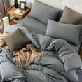 thumbnail image 4 of Pure Era Duvet Cover Set,Queen Size, Jersey Knit Cotton 100% T-Shirt Cotton,Ultra Soft 2 Pillowcases, Heathered Dark Gray, 4 of 5