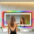 thumbnail image 2 of LUVODI Smart LED Bathroom Mirror: 48”x24” Long Rectangle Vanity Mirror with Bluetooth Speaker and HD Digital Display - Wall Mounted Front Back Lit Dimmable Makeup Mirror Anti Fog with Memory Function, 2 of 20