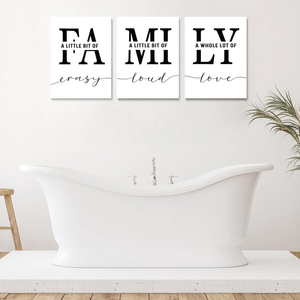 Home Family Wall Art for Living Room Dining Room Wall Decor Inspirational Quotes Poster A Little Bit of Crazy Print,Family Quotes, Family Sign, Living Romm Wall Art,Family Print Canvas 12"x16"