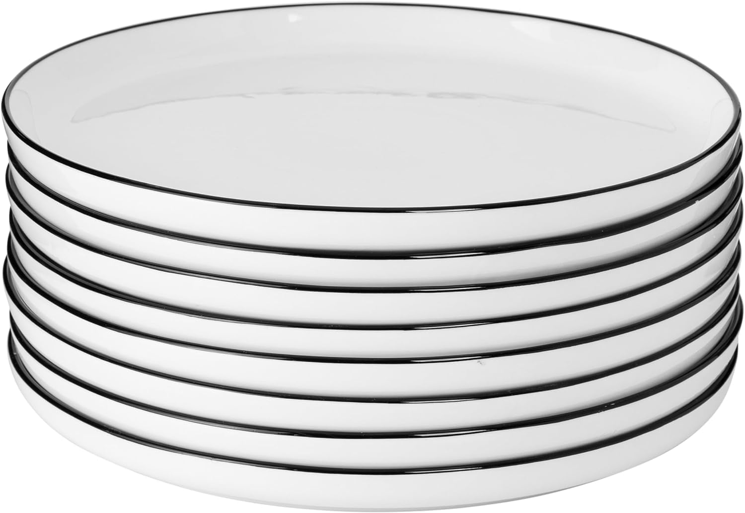 Gibson Home Oslo 8 Piece Porcelain Dinner Plate Set - Black Rim