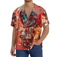 thumbnail image 1 of Balery Space Skeleton Art Camisa Casual de Manga Corta con Botones para Hombre, Texturizada, Estilo Cubano, para Playa, Verano-Small, 1 of 5