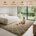 thumbnail image 3 of CozyDesg Shag Area Rugs,4'x6' Soft Fluffy Shaggy Carpet for Living Room,Large Rug for Bedroom Dining Room Home Decor Room Decor,Beige & White, 3 of 8