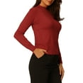 thumbnail image 4 of Hobemty Women's Mock Neck Blouse Long Sleeve Basic Knitted Tops, 4 of 6