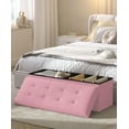 thumbnail image 2 of Wubio Folding Storage Ottoman Bench, Multi-Functional Ottoman Footrest, End of Bed Bench, Storage Chest for Living Room, Bedroom, Hallway, Entryway, Holds Up to 700 lbs (Light Pink, 43 Inches), 2 of 10