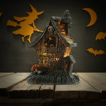 Luoshdecor Halloween Village Houses Light,Mini Spooky Miniature Haunted House Light,Resin Table Decor Scary Gothic Party Decorations