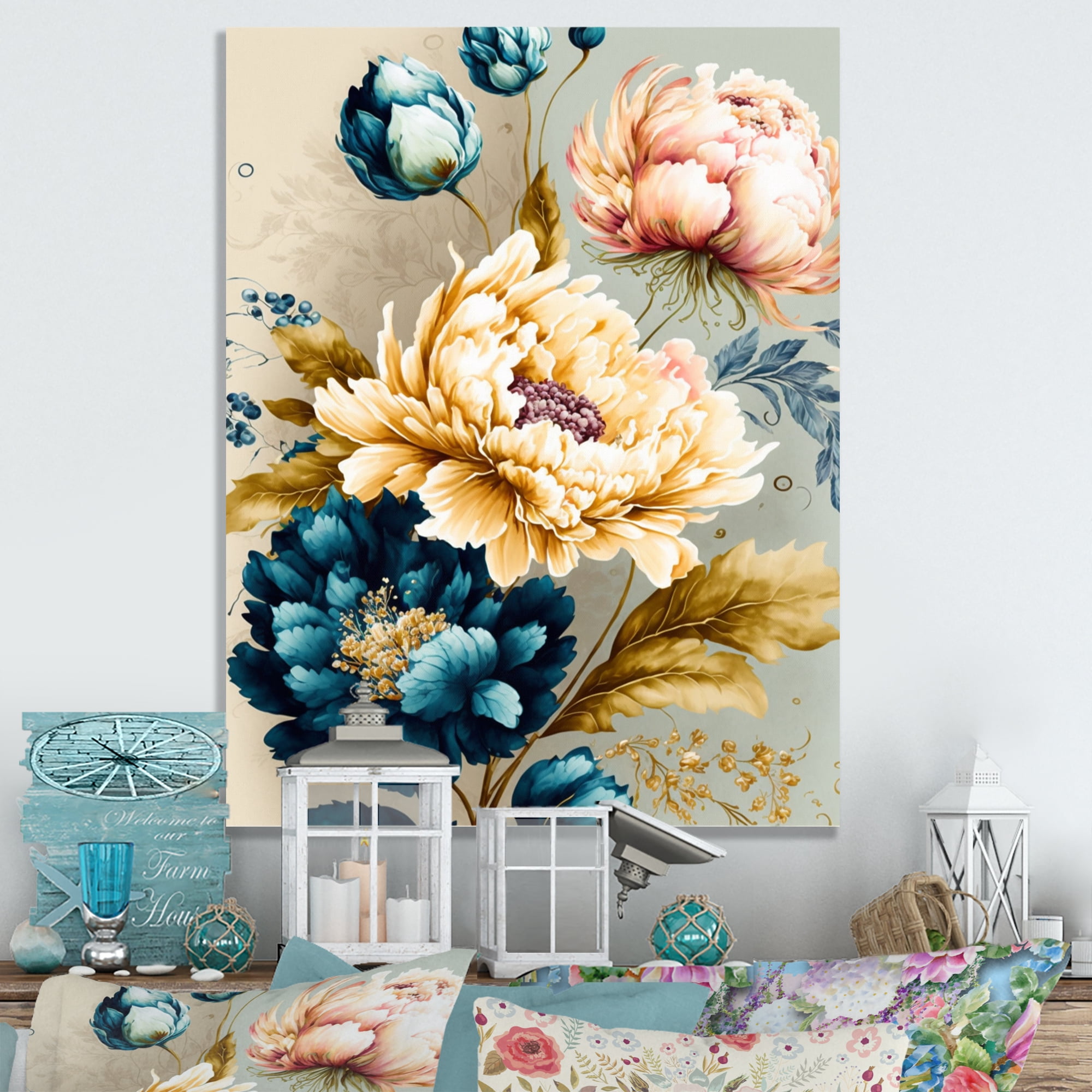 Designart Vibrant Multi-Color Floral Bunch II Canvas Wall Art
