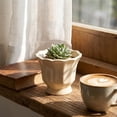 thumbnail image 4 of 4 Inch Round Ceramics Planter with Scalloped Rim,Mini Flowerpots with Drainage Plug for Indoor Outdoor Ferns Succulents, 4 of 6