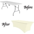 thumbnail image 3 of Mds Pack of 15 Rectangular Stretch 4ft Spandex Table Cover Tablecloths for Wedding - Ivory, 3 of 6
