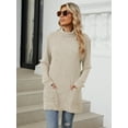 thumbnail image 6 of TEMOFON Long Sleeve Tops for Women Casual Turtleneck Pullover Fall Loose Tunic Lightweight Sweaters Knit Tops for Lady with Pocket, 6 of 8