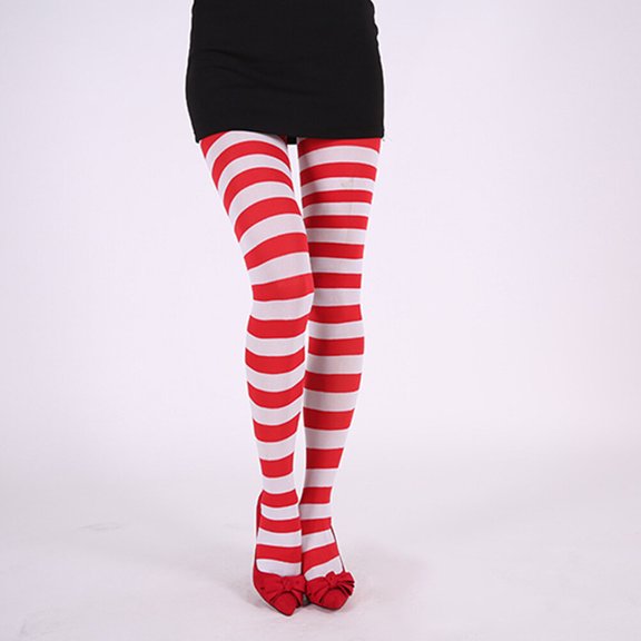 IBASETOY 1 Pair of Comfortable Wear Red Striped Tights Fashionable Pantyhose Design for Women